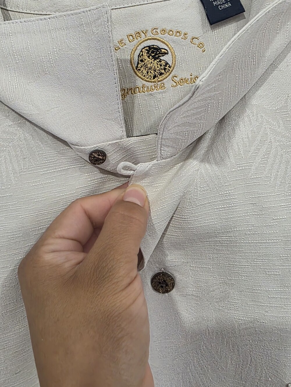 Men’s Short-Sleeve Button-Up Shirt - Cream - Picture 4 of 11